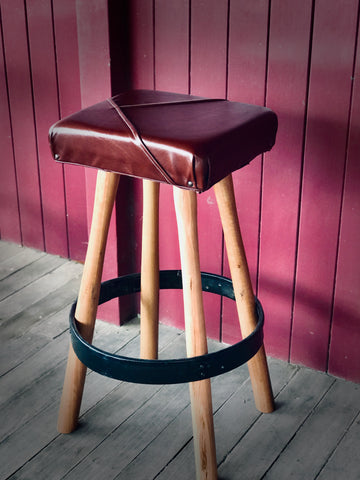 Bar Stool with Leather seat - Rectangle