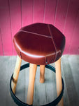 Bar Stool with  Leather seat - Round