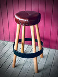 Bar Stool with  Leather seat - Round