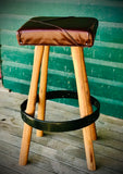 Bar Stool with Leather seat - Rectangle